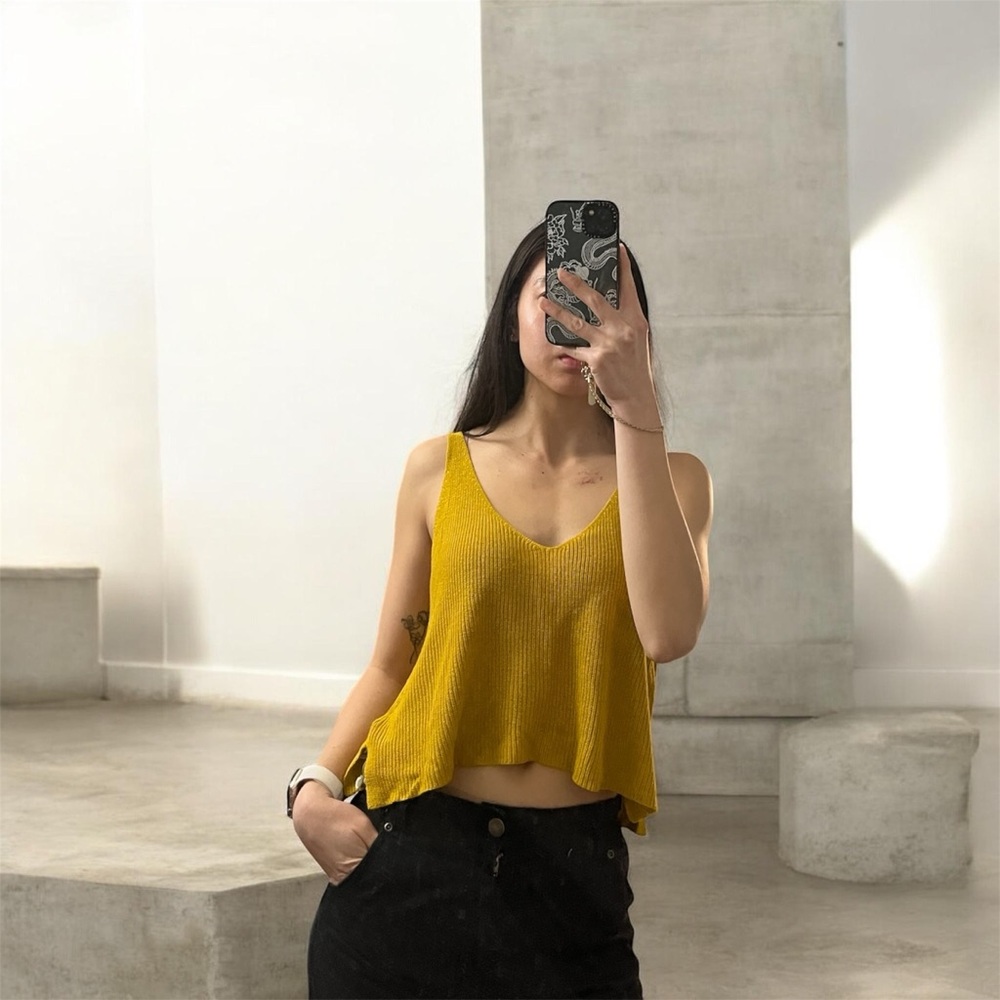 Forever 21 Mustard Knit Crop Top